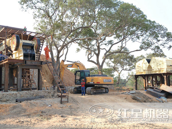 貴州時產(chǎn)450噸反擊式打沙機(jī)加工現(xiàn)場