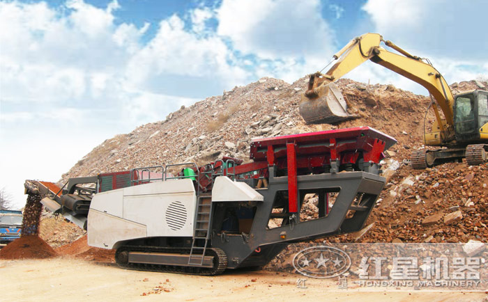 中小型移動履帶建筑垃圾破碎機(jī)，助力于建筑垃圾回收利用