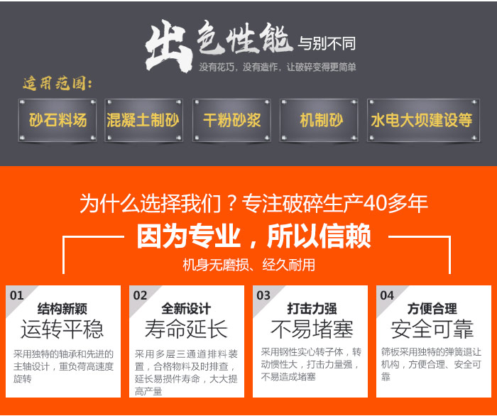 石灰?guī)r制砂機(jī)性能優(yōu)勢(shì)
