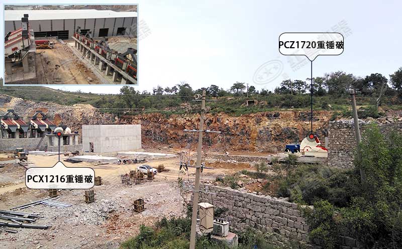 時產(chǎn)500噸的石頭破碎生產(chǎn)線配置方案及工作現(xiàn)場